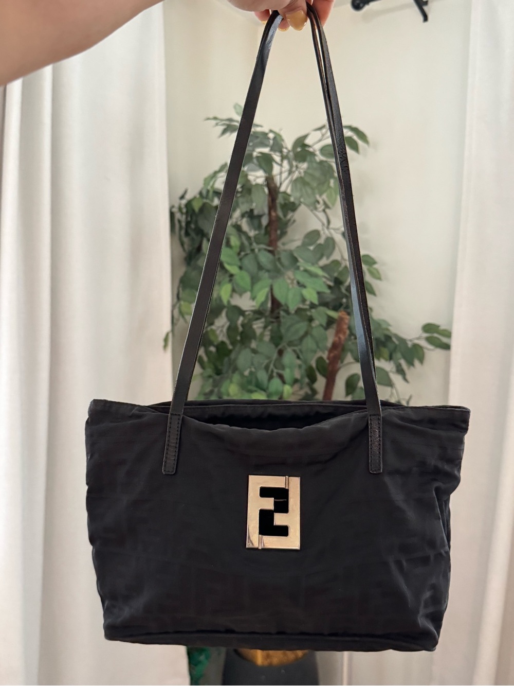 Fendi Black Shoulder Bag with FF logo